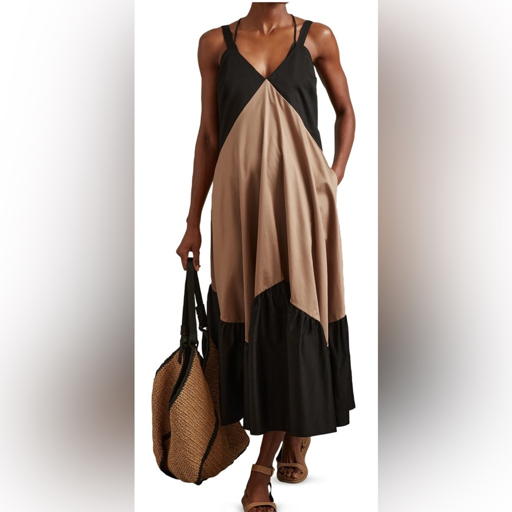 REISS Natalia Colorblock Cotton Maxi Dress size 14 - Picture 5 of 12